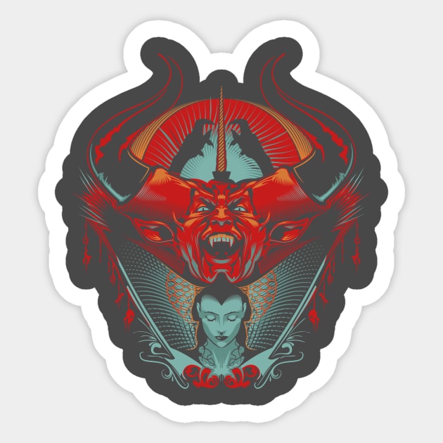 Lord of Darkness Retro Colors Sticker by CupidsArt - TP